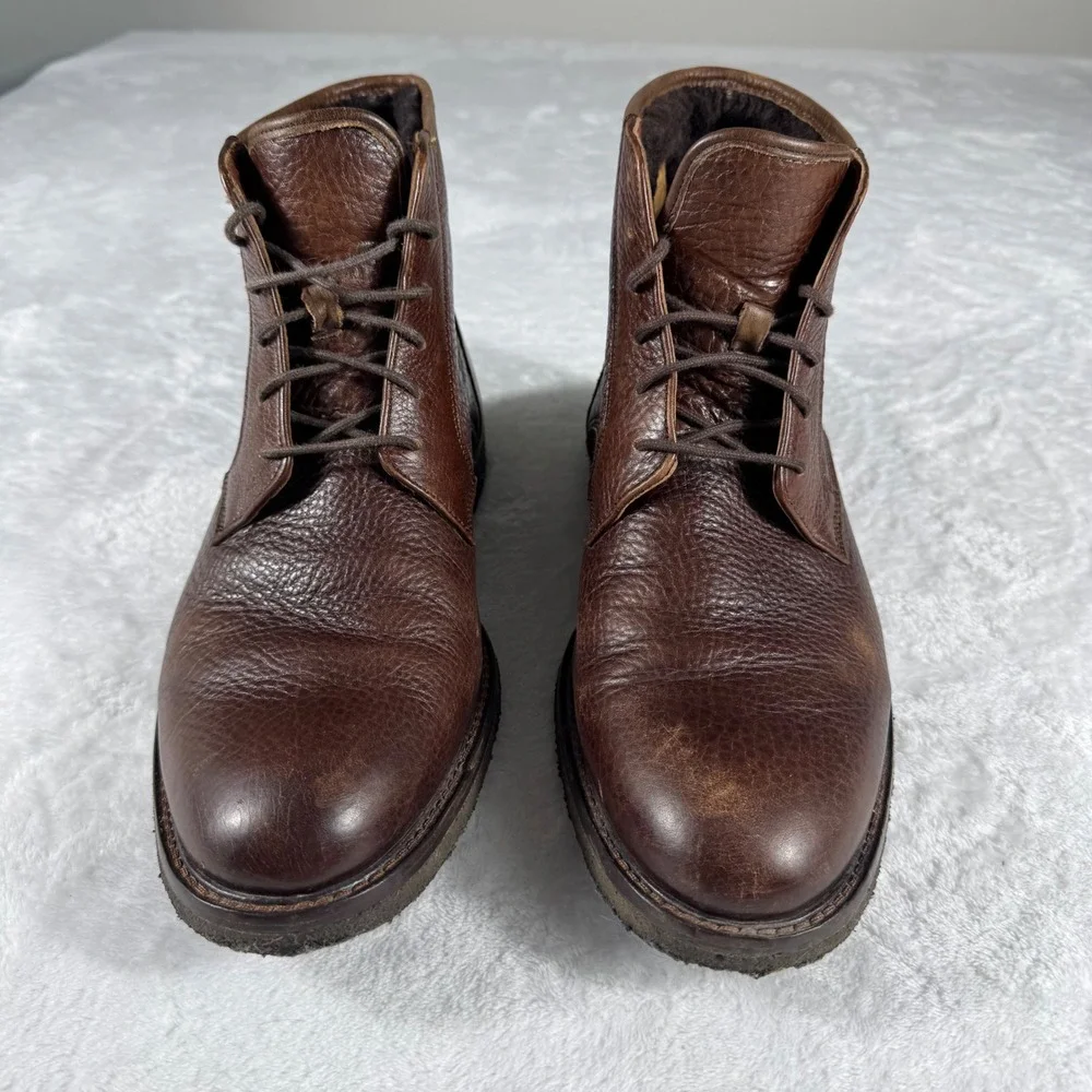 Johnston & Murphy Mens‎ Brown Pebbled Leather Genuine Shearling Lined Boots 10M